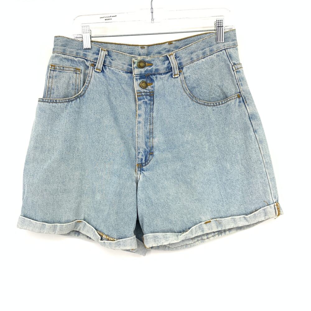 Vintage 90s No Boundaries Cuffed Denim Shorts Womens Size 31" Light Wash
